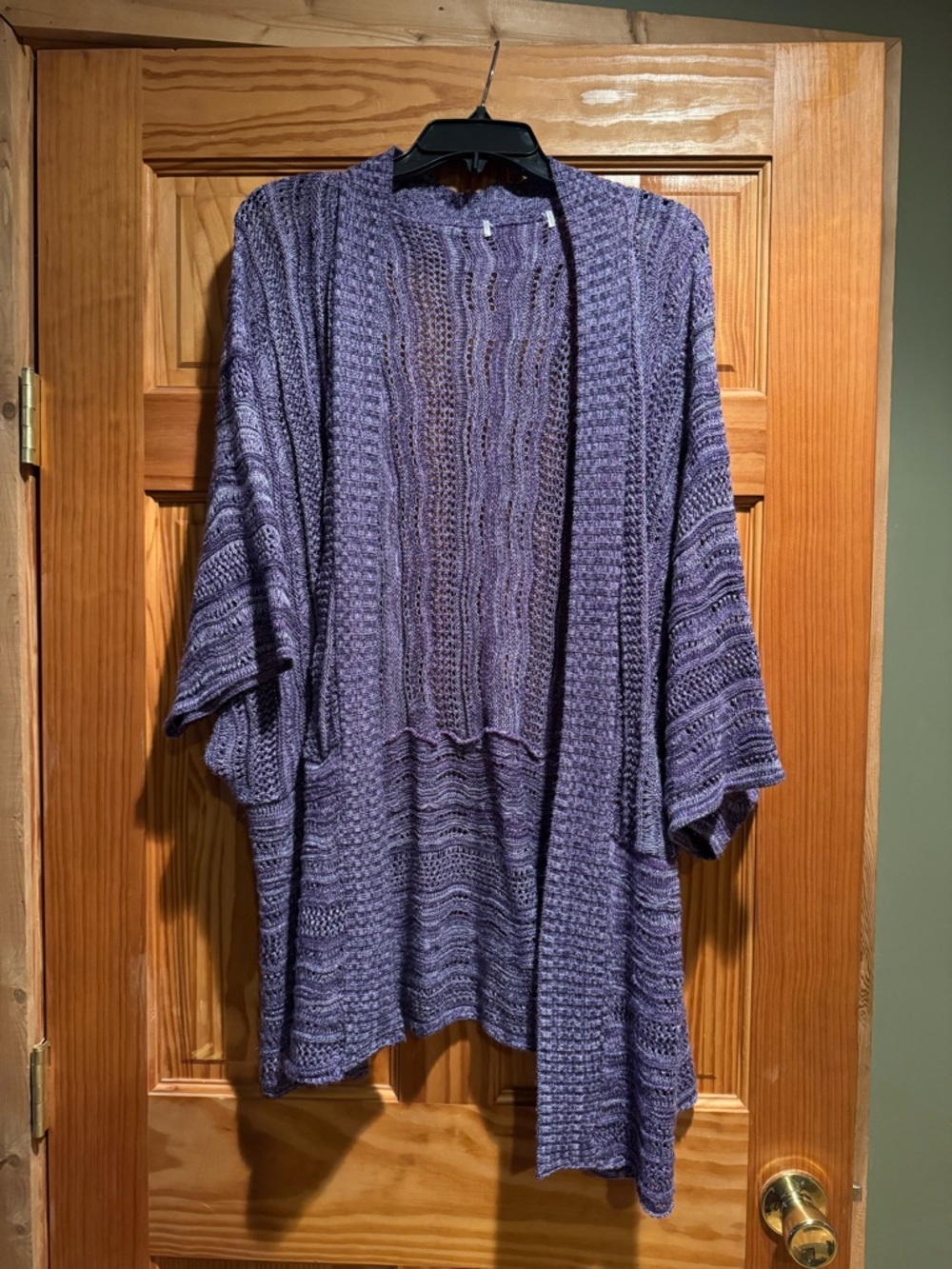 Purple Open-Front Knit Women's Cardigan Sweater Size 2Xl
